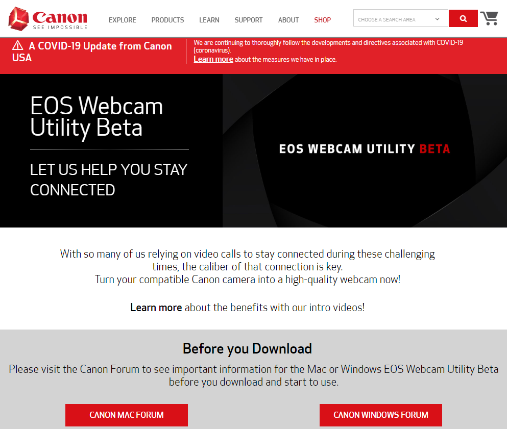 Canon EOS Webcam Utility Beta
